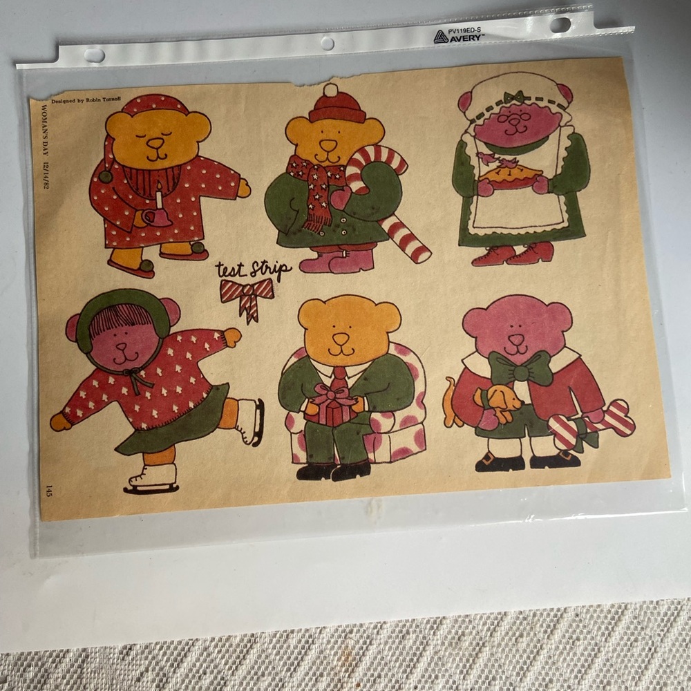 1982 Woman's Day Christmas Teddy Bear Transfers